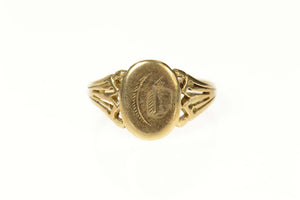 10K Victorian Engraved Monogram C G D Ornate Ring Size 7.75 Yellow Gold