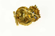 Load image into Gallery viewer, 18K Sapphire Eyed Ornate Owl Wisdom Symbol Pin/Brooch Yellow Gold