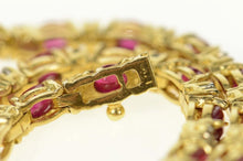 Load image into Gallery viewer, 14K Natural Oval Ruby Diamond Accent Tennis Bracelet 7&quot; Yellow Gold