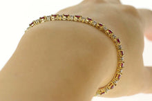Load image into Gallery viewer, 14K Natural Oval Ruby Diamond Accent Tennis Bracelet 7&quot; Yellow Gold
