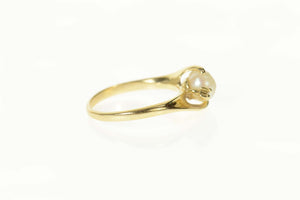 14K Pearl Diamond Accent Bypass Classic Ring Size 8 Yellow Gold