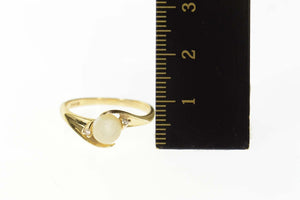 14K Pearl Diamond Accent Bypass Classic Ring Size 8 Yellow Gold