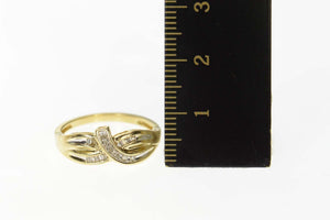 10K Classic Diamond Criss Cross Statement Band Ring Size 7 Yellow Gold