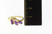Load image into Gallery viewer, 14K Marquise Amethyst Three Stone Bypass Ring Size 6 Yellow Gold
