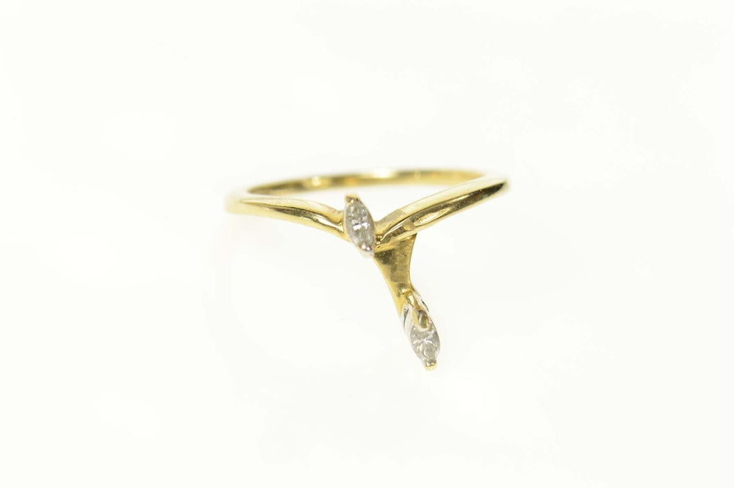 14K Marquise Diamond Bypass Wedding Band Ring Size 5 Yellow Gold