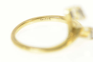 14K Marquise Diamond Bypass Wedding Band Ring Size 5 Yellow Gold