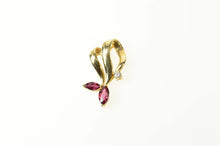 Load image into Gallery viewer, 14K Marquise Ruby Diamond Wavy Statement Pendant Yellow Gold