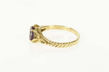 Load image into Gallery viewer, 14K Amethyst Oval Leaf Accent Statement Ring Size 8.75 Yellow Gold