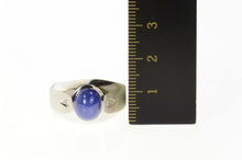 Load image into Gallery viewer, 14K Blue Syn. Star Sapphire Diamond Men&#39;s Ring Size 11.25 White Gold
