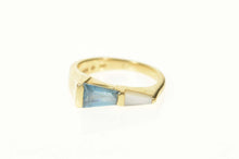 Load image into Gallery viewer, 14K Blue Topaz Mother of Pearl Graduated Band Ring Size 4 Yellow Gold