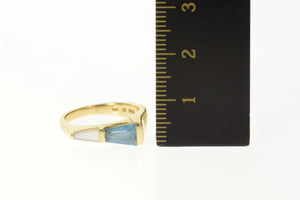 14K Blue Topaz Mother of Pearl Graduated Band Ring Size 4 Yellow Gold