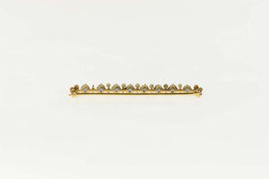 14K Victorian Cornflower Sapphire Seed Pearl Bar Pin/Brooch Yellow Gold