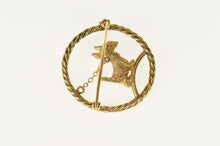 Load image into Gallery viewer, 14K Retro Ruby Schnauzer Dog Walk Round Pin/Brooch Yellow Gold