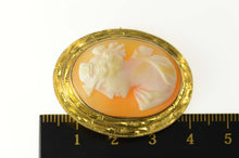 Load image into Gallery viewer, 10K Victorian Lady Cameo Etched Bezel Pin/Brooch Yellow Gold