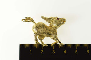 14K Garnet Eyed Baby Donkey Foal Pin/Brooch Yellow Gold