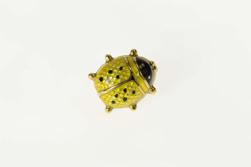 14K Black & Yellow Enamel Lady Bug Life Symbol Pin/Brooch Yellow Gold