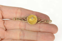 Load image into Gallery viewer, 14K Art Nouveau Diamond Lily Filigree Bar Pin/Brooch Yellow Gold