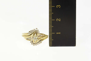 14K 0.55 Ctw Marquise Diamond Bypass Engagement Ring Size 7 Yellow Gold