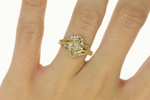 14K 0.55 Ctw Marquise Diamond Bypass Engagement Ring Size 7 Yellow Gold