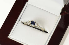 Load image into Gallery viewer, 14K Princess Sapphire Diamond Engagement Ring Size 6 White Gold