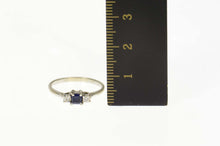 Load image into Gallery viewer, 14K Princess Sapphire Diamond Engagement Ring Size 6 White Gold