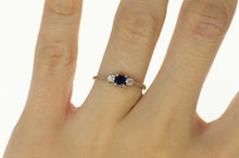 Load image into Gallery viewer, 14K Princess Sapphire Diamond Engagement Ring Size 6 White Gold