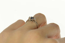 Load image into Gallery viewer, 14K Princess Sapphire Diamond Engagement Ring Size 6 White Gold