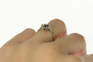 14K Princess Sapphire Diamond Engagement Ring Size 6 White Gold