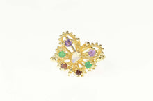 Load image into Gallery viewer, 14K Garnet Emerald Amethyst Opal Butterfly Ring Size 6.25 Yellow Gold