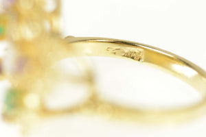 14K Garnet Emerald Amethyst Opal Butterfly Ring Size 6.25 Yellow Gold