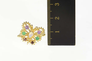 14K Garnet Emerald Amethyst Opal Butterfly Ring Size 6.25 Yellow Gold