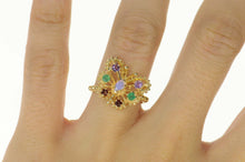 Load image into Gallery viewer, 14K Garnet Emerald Amethyst Opal Butterfly Ring Size 6.25 Yellow Gold