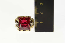 Load image into Gallery viewer, 10K 1930&#39;s Syn. Ruby Squared Diamond Accent Ring Size 8.75 Yellow Gold
