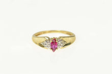 Load image into Gallery viewer, 10K Marquise Syn. Ruby Diamond Accent Ring Size 6 Yellow Gold