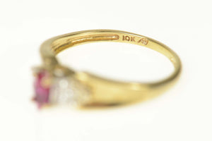10K Marquise Syn. Ruby Diamond Accent Ring Size 6 Yellow Gold