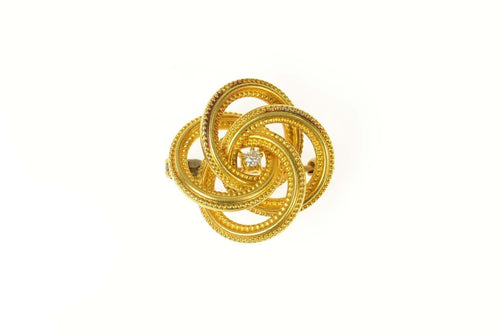 14K Retro Diamond Knot Swirl Twist Classic Pin/Brooch Yellow Gold