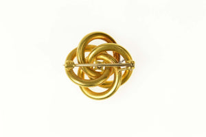 14K Retro Diamond Knot Swirl Twist Classic Pin/Brooch Yellow Gold