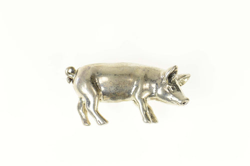 Sterling Silver 3D Ornate Pig Sow Farm Animal Figurine