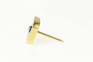 14K Squared Diamond Black Onyx Lapel Pin/Brooch Yellow Gold