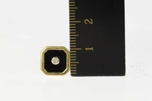 14K Squared Diamond Black Onyx Lapel Pin/Brooch Yellow Gold