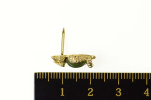 14K Oval Nephrite Owl Wisdom Symbol Lapel Pin/Brooch Yellow Gold