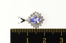 Load image into Gallery viewer, 14K Pear Tanzanite Diamond Halo Classic Pendant White Gold