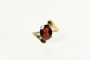 10K Oval Garnet Solitaire Classic Bypass Ring Size 4.5 Yellow Gold