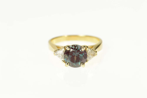 14K Syn. Alexandrite Diamond Engagement Ring Size 6.75 Yellow Gold