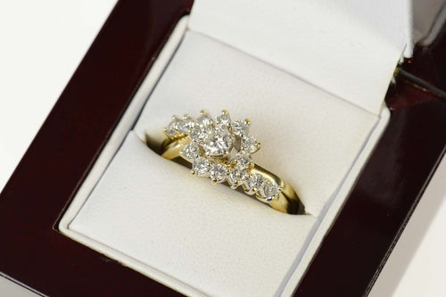 14K 0.77 Ctw Diamond Swirl Engagement Bridal Set Ring Size 8.25 Yellow Gold