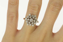 Load image into Gallery viewer, 14K 1.25 Ctw Diamond Cluster Retro Cocktail Ring Size 7 White Gold