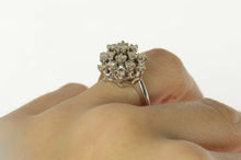 Load image into Gallery viewer, 14K 1.25 Ctw Diamond Cluster Retro Cocktail Ring Size 7 White Gold