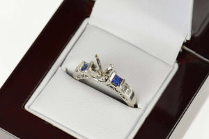 14K Sapphire 2.00 Ct Princess Engagement Setting Ring Size 6.5 White Gold