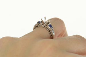 14K Sapphire 2.00 Ct Princess Engagement Setting Ring Size 6.5 White Gold