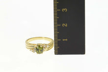 Load image into Gallery viewer, 14K Oval Tsavorite Garnet Diamond Engagement Ring Size 5.25 Yellow Gold